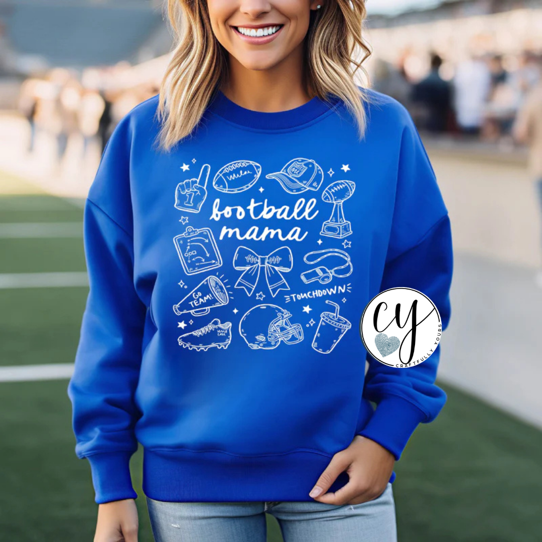 Football Mama Doodles Tee | Cute Game Day Mom Shirt
