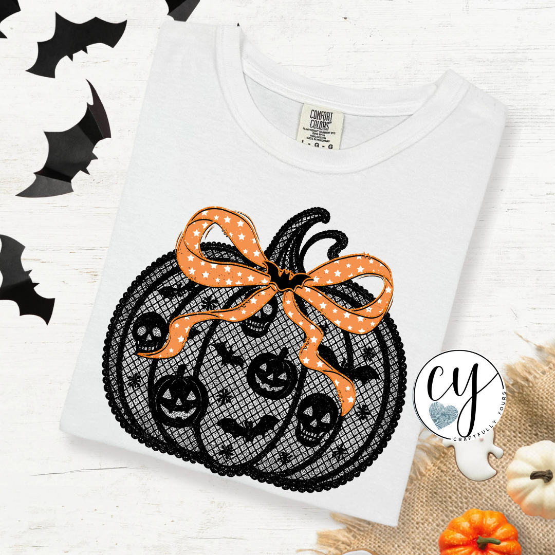 "Lace Pumpkin" Elegant Halloween Tee