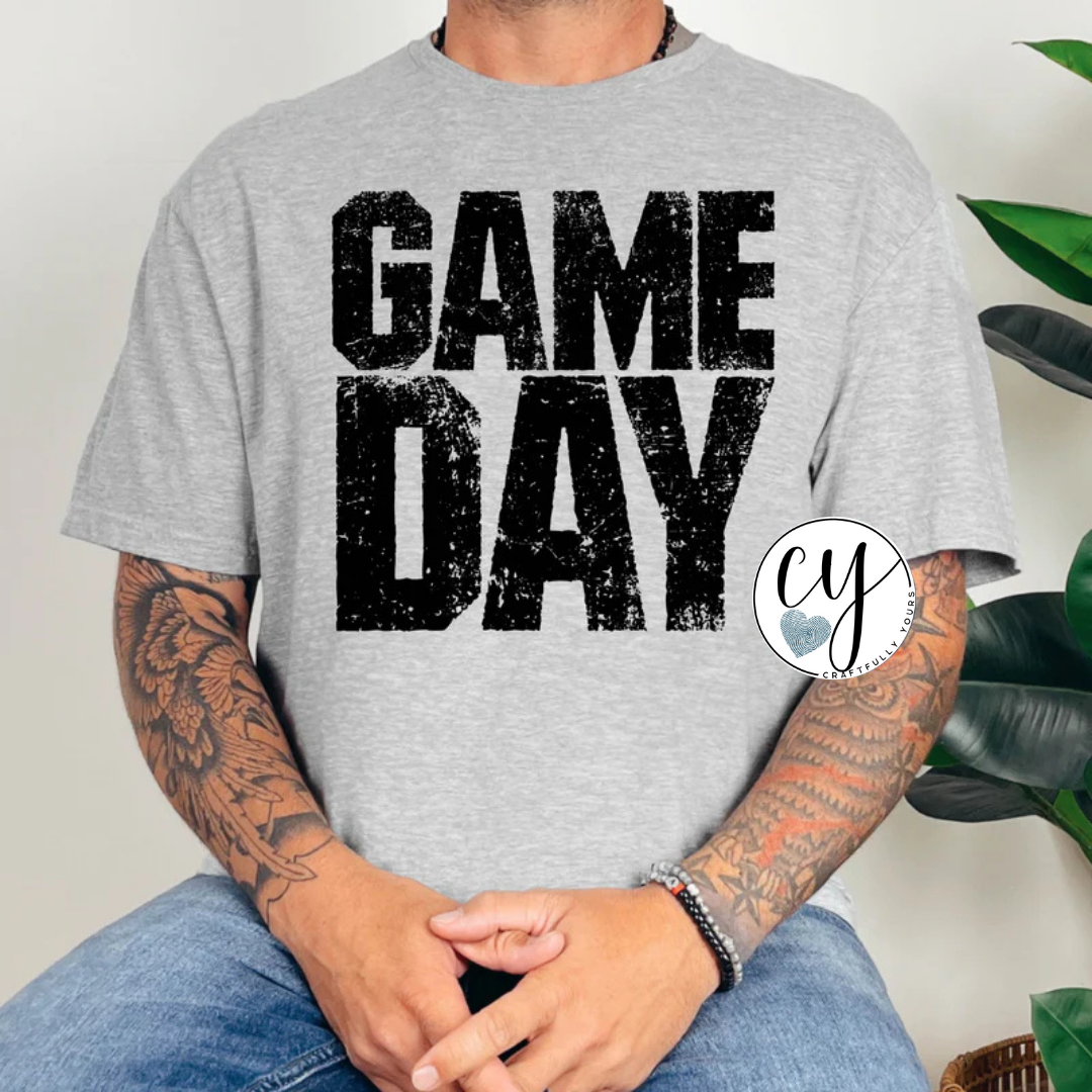 Distressed Game Day Block Tee | Vintage Style Football Shirt