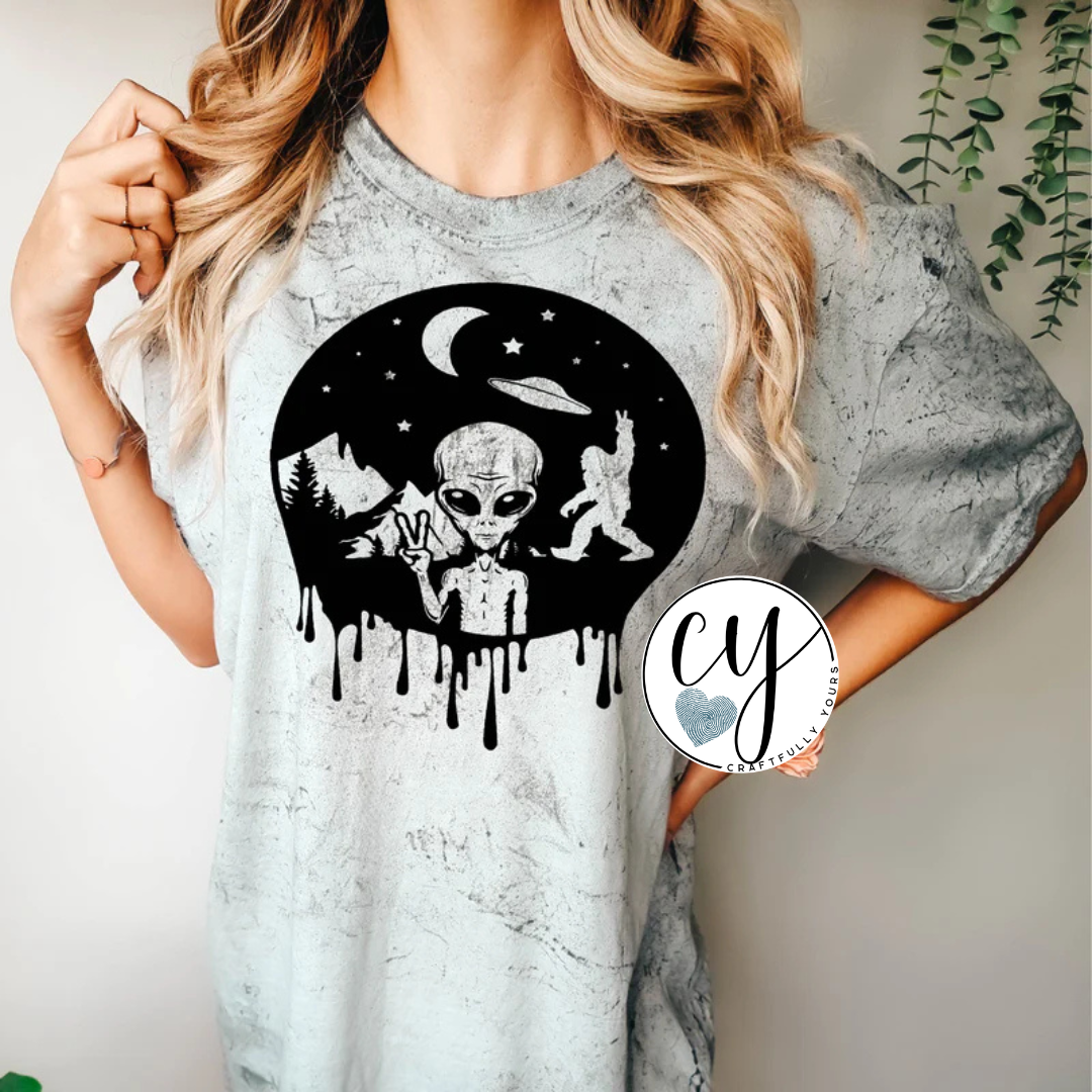 Alien and Yeti Drip Tee