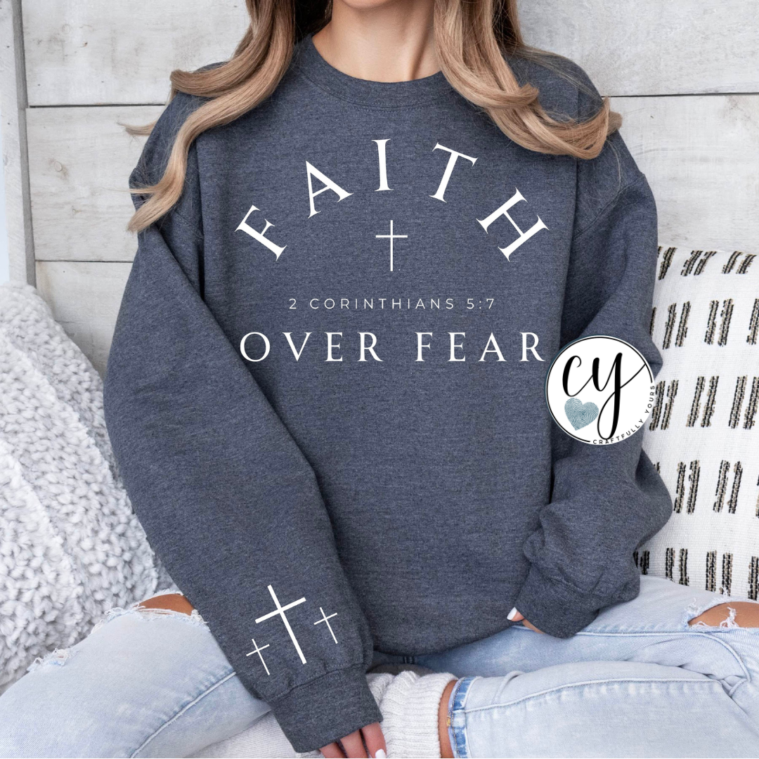 Faith Over Fear With Pocket Accent Sweatshirt