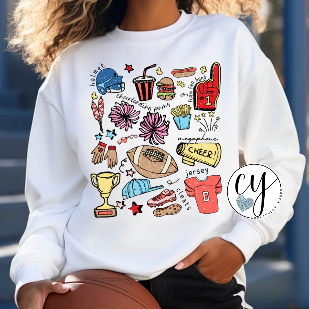 Football Doodle Collage Tee