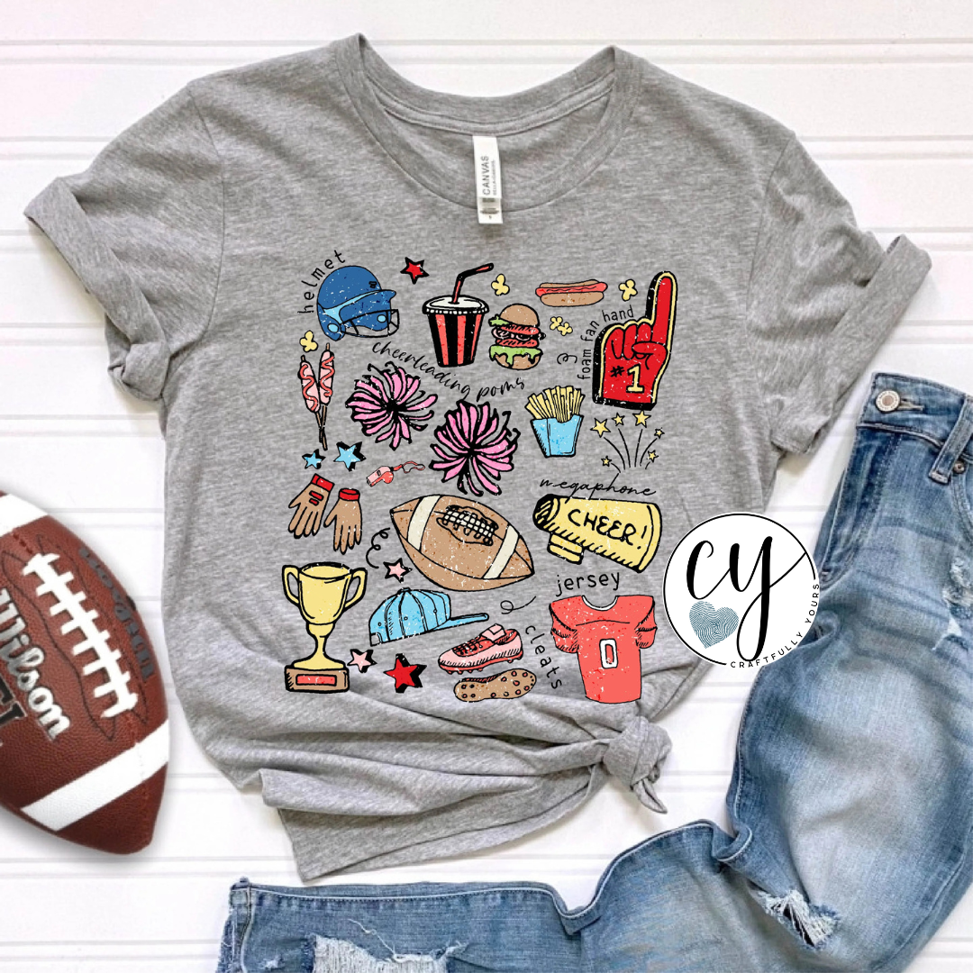 Football Doodle Collage Tee