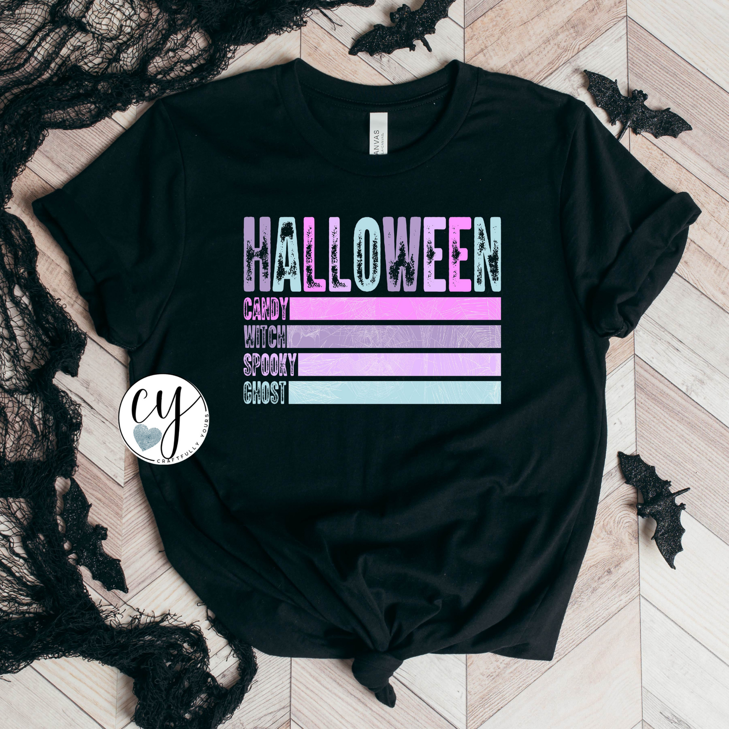 Colorful Halloween Words T-Shirt | Fun Halloween Tee | Spooky Season Shirt | Trick or Treat Tee | Millennial Mom