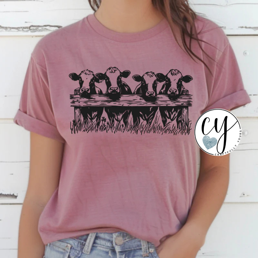 Cow Row Tee | Farm Animal Graphic Shirt