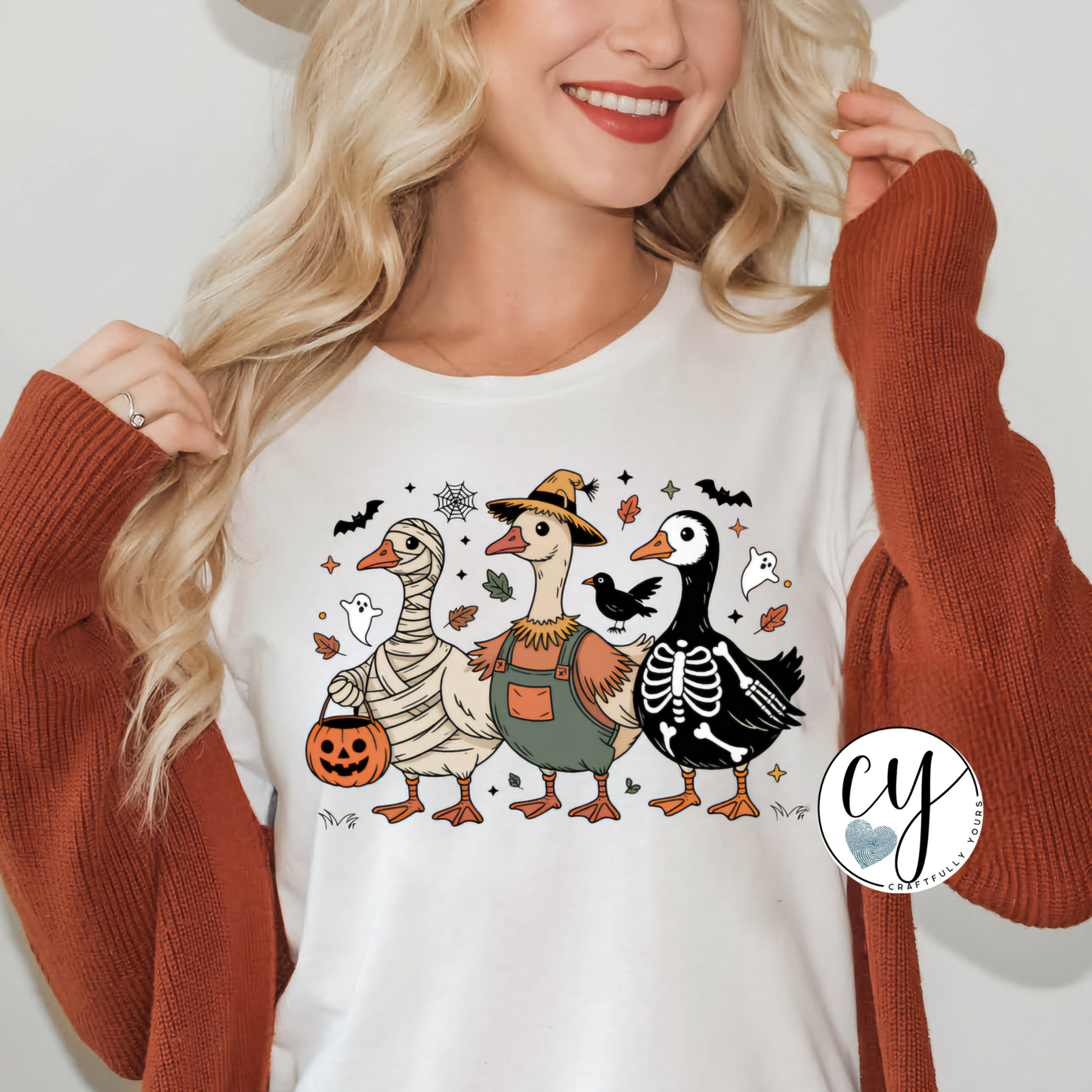 Halloween Costume Goose Trio T-Shirt | Funny Halloween Duck Shirt | Spooky Farm Animal Tee | Quirky Fall Shirt
