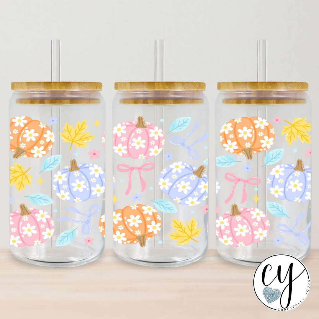Bright Daisy Pumpkins Tumbler | Colorful Fall Floral Drinkware