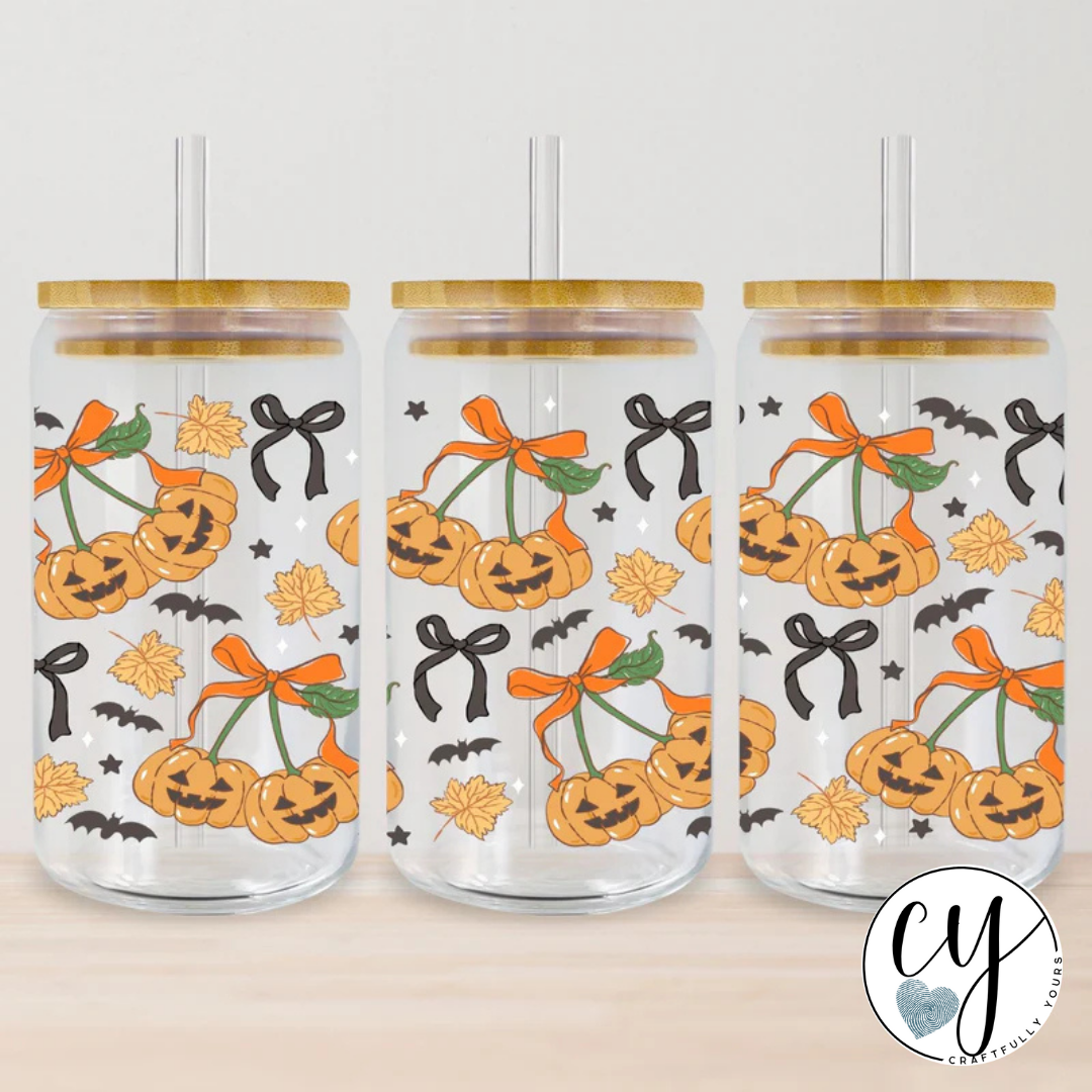 Jack-o-Lantern Cherry Stems Tumbler | Unique Halloween Drinkware