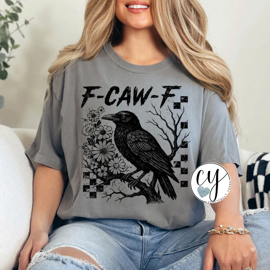 "F-CAW-F" Raven & Flowers Graphic Tee