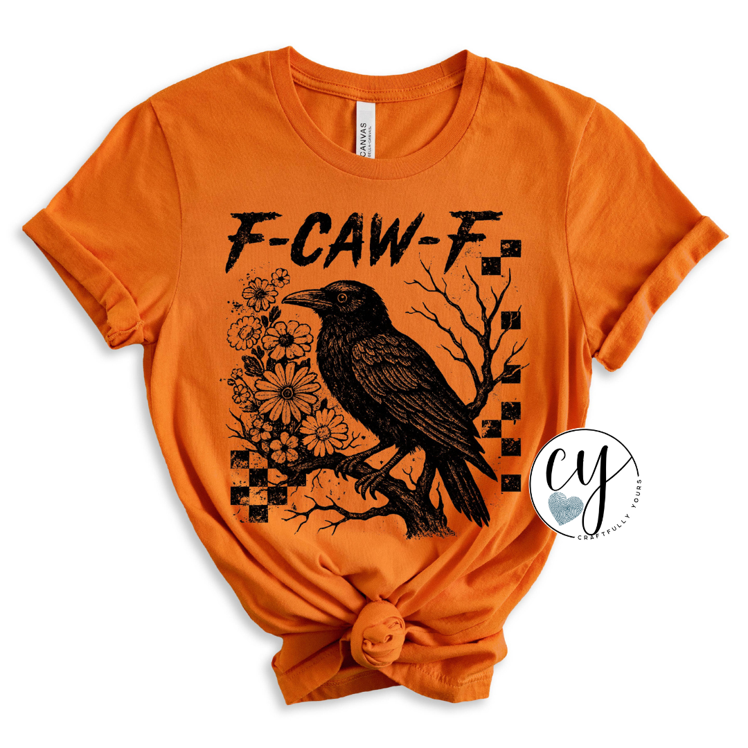 "F-CAW-F" Raven & Flowers Graphic Tee
