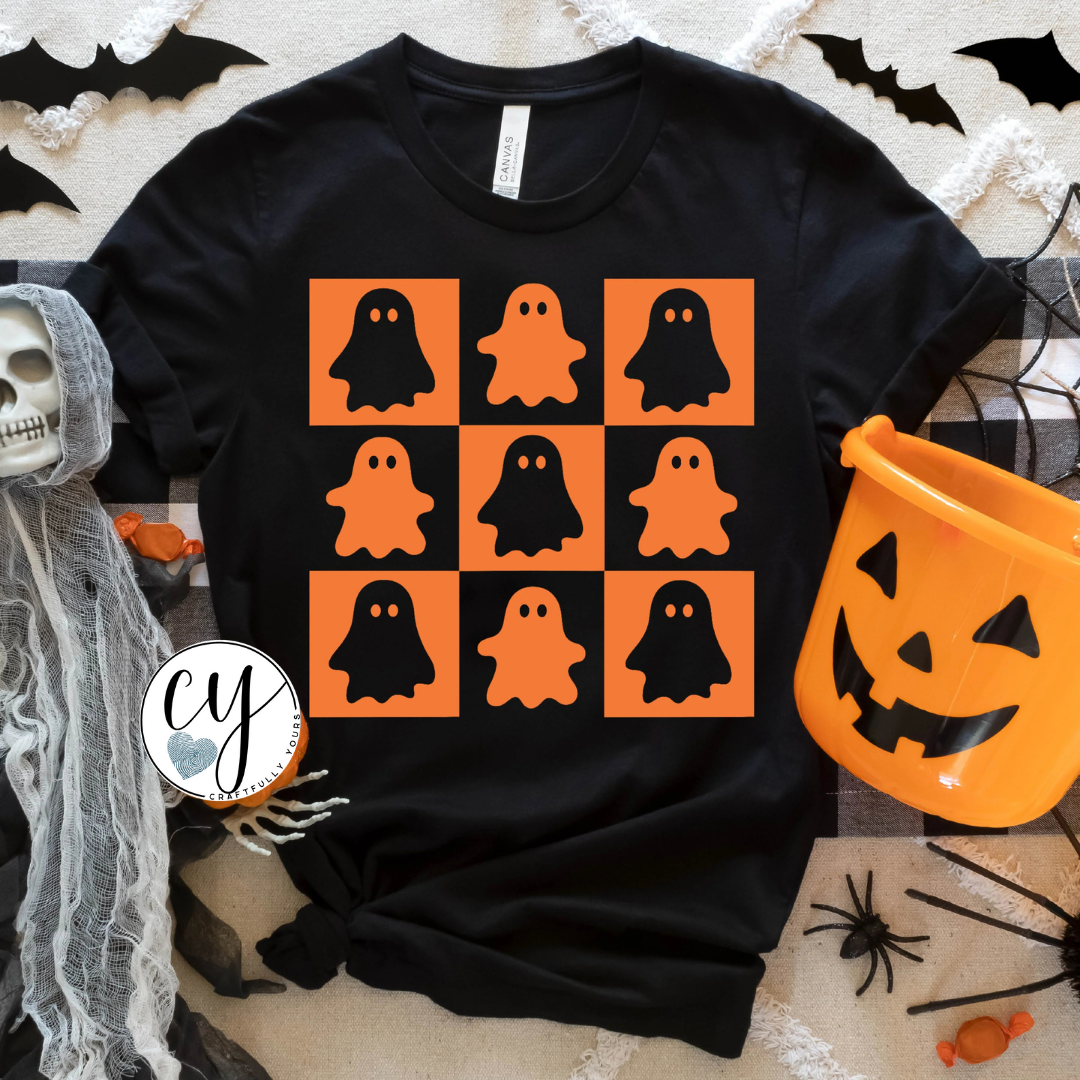 Cute Ghost Checkerboard Fun Tee
