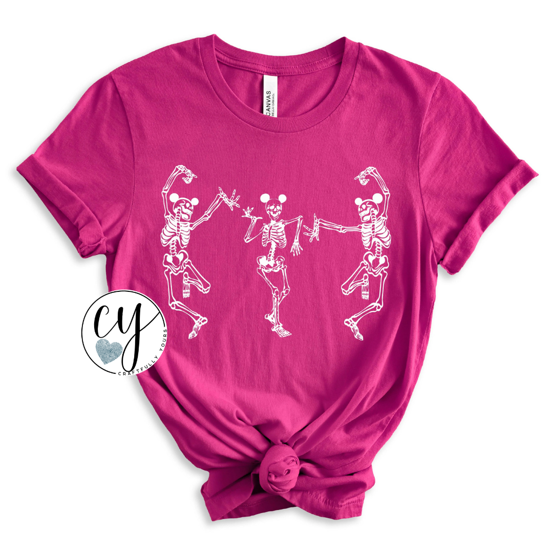 Dancing Mouse Skeletons Halloween Tee