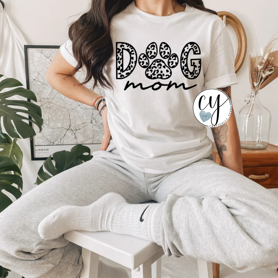 Dog Mom Leopard Print Oversized Tee