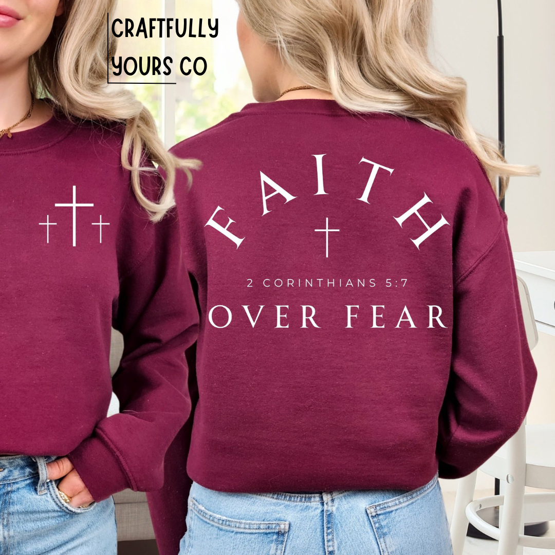 Faith Over Fear With Pocket Accent Sweatshirt