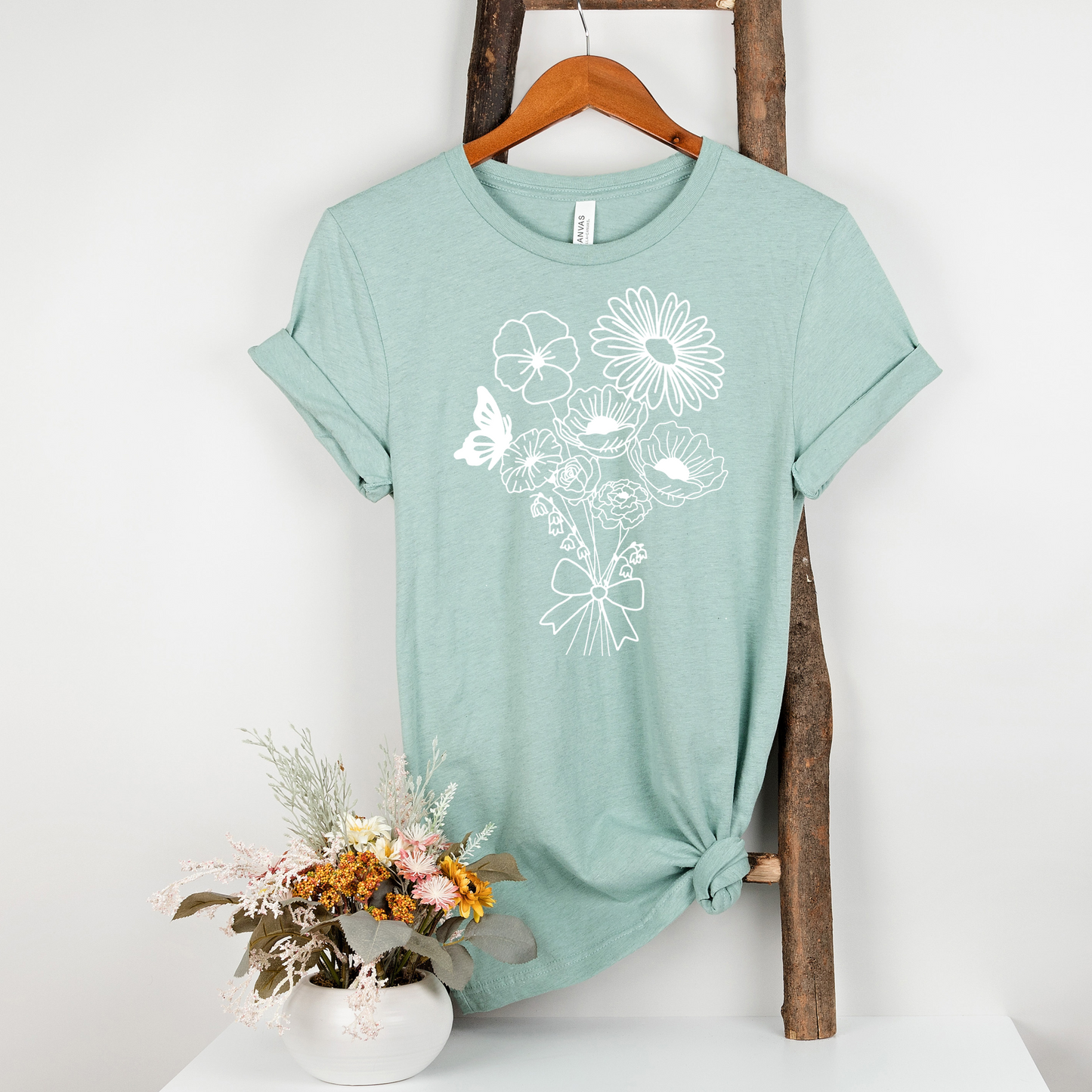 Custom Birth Flower Bouquet Tee - Personalized & Hand-Drawn
