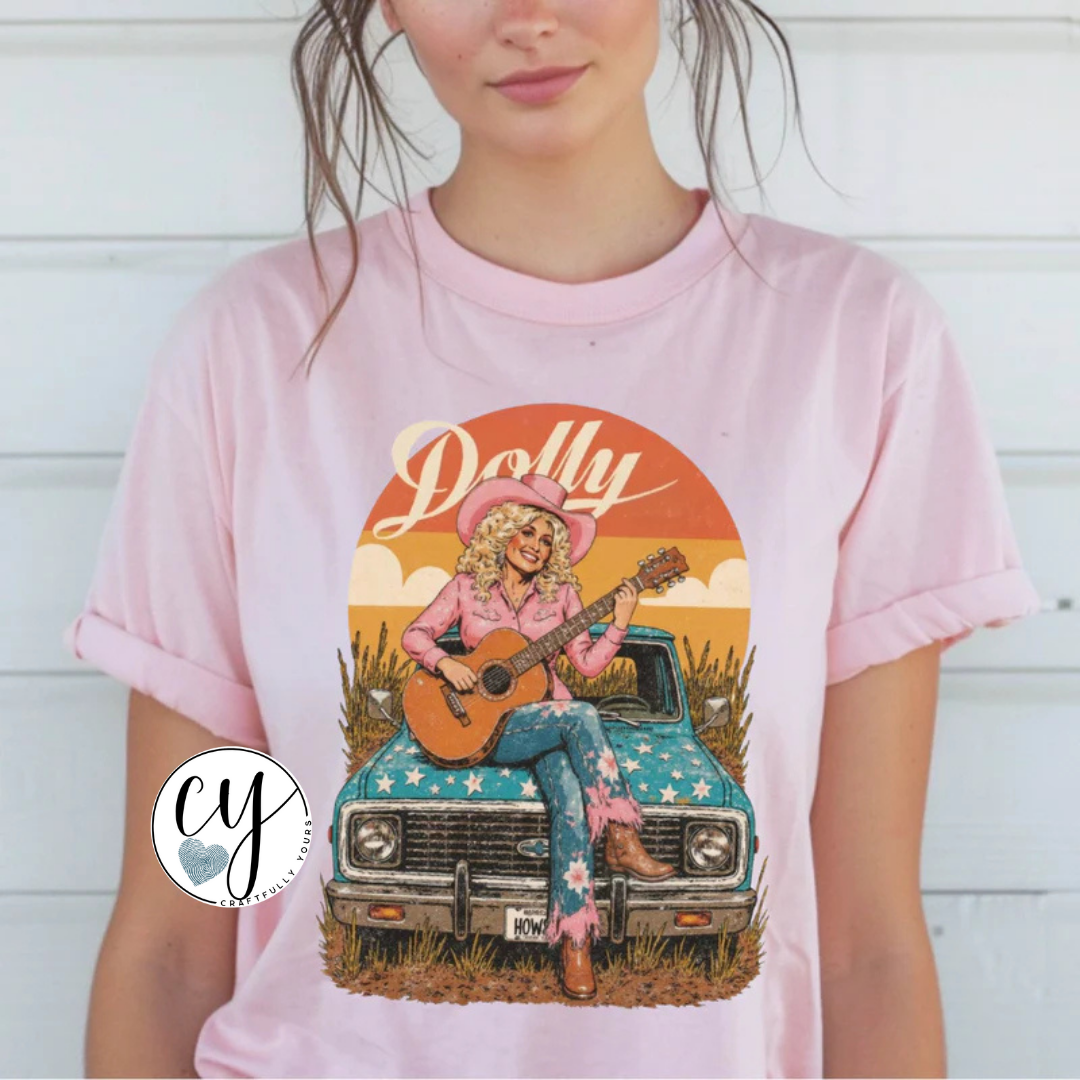Dolly Truck Concert Oversized Retro Pink Tee