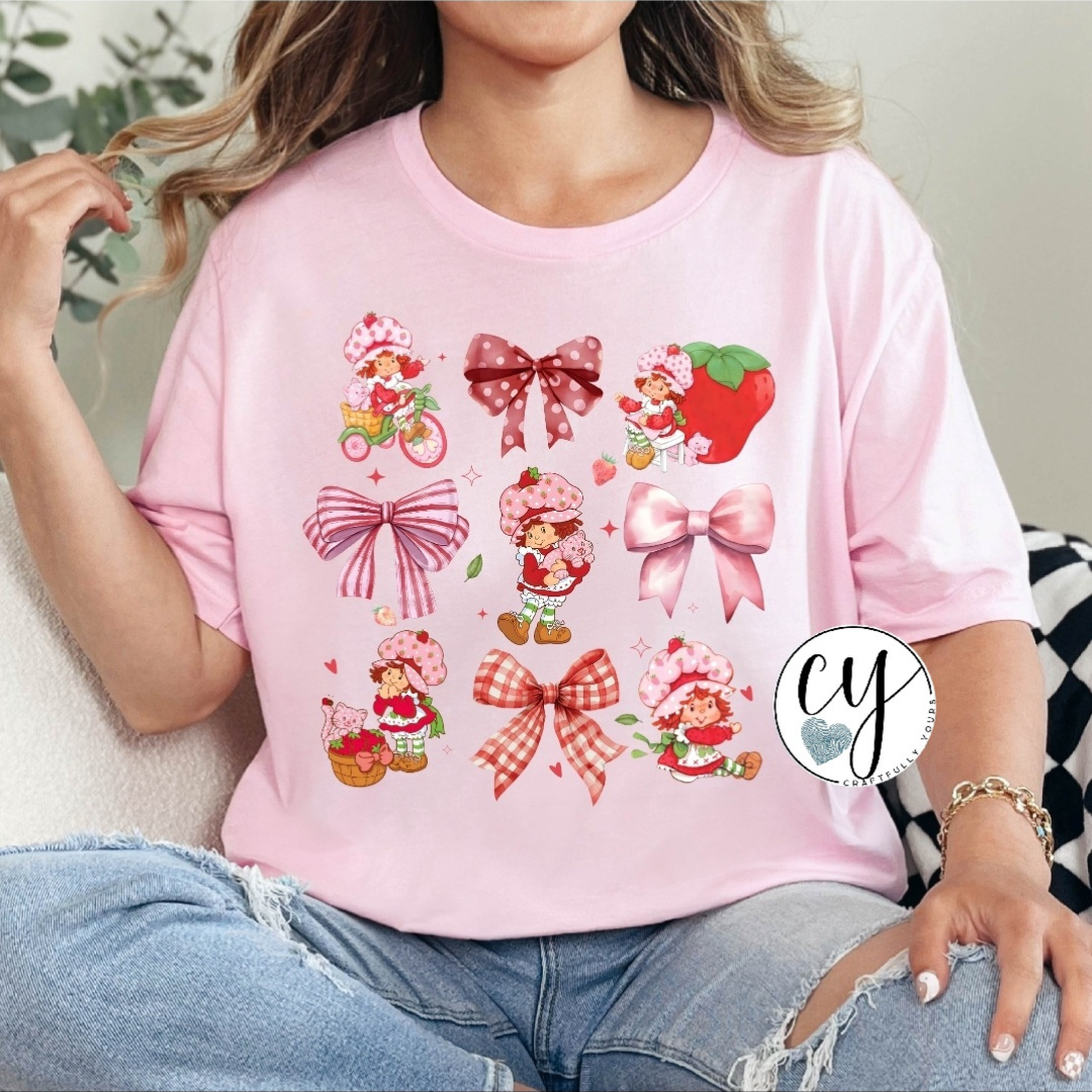 Adorable Strawberry Shortcake & Bows Nostalgia Tee