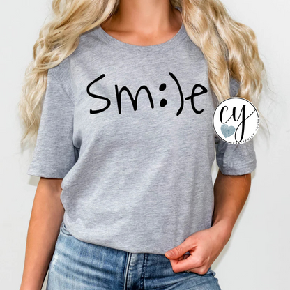 Single Smile Face Black Ink Tee