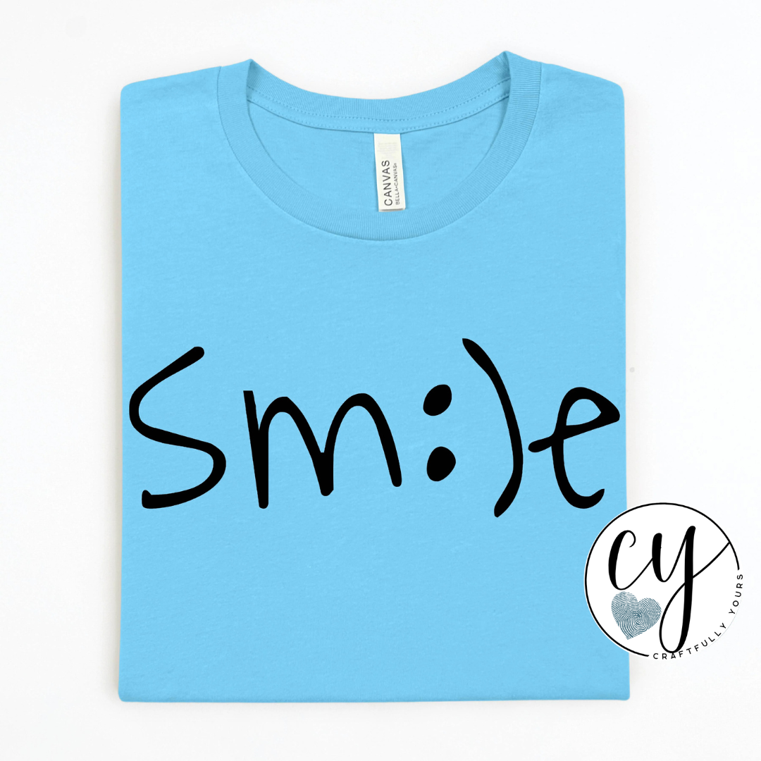 Single Smile Face Black Ink Tee