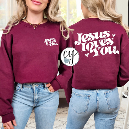 Oversized Grunge Jesus Loves You (Pocket Accent)
