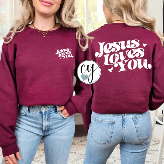 Oversized Grunge Jesus Loves You (Pocket Accent)