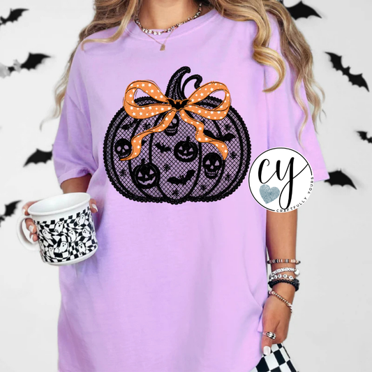 "Lace Pumpkin" Elegant Halloween Tee