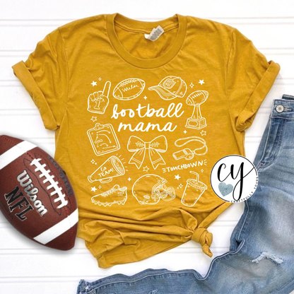 Football Mama Doodles Tee | Cute Game Day Mom Shirt