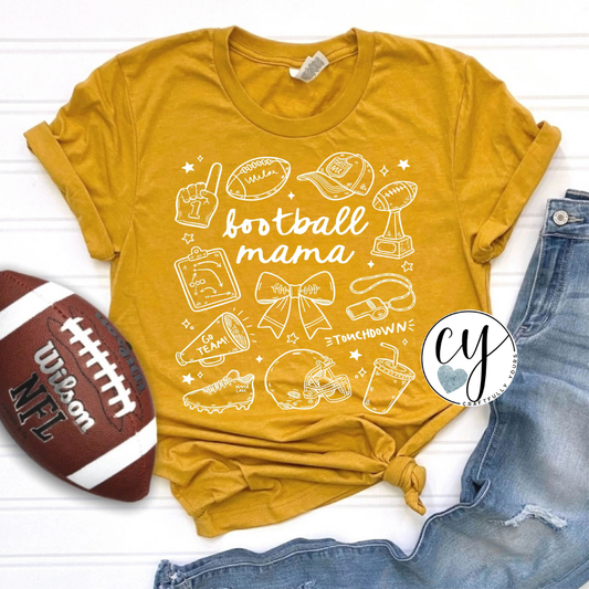 Football Mama Doodles Tee | Cute Game Day Mom Shirt