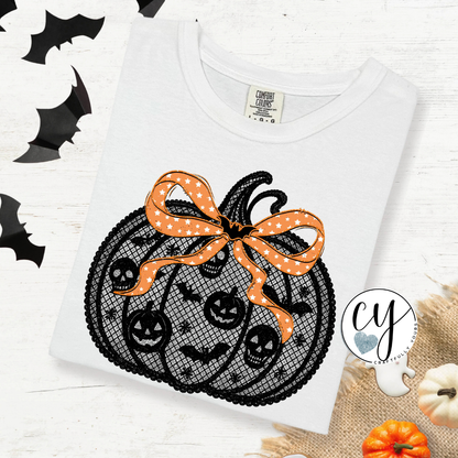"Lace Pumpkin" Elegant Halloween Tee