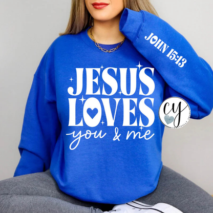 Jesus Loves You and Me Sleeve Detail Tee | Minimalist Christian Shirt