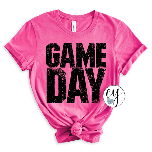 Distressed Game Day Block Tee | Vintage Style Football Shirt