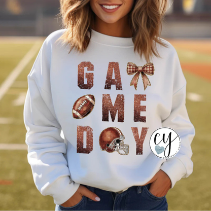 Football Gameday Faux Brown Glitter Tee | Subtle Sparkle Shirt