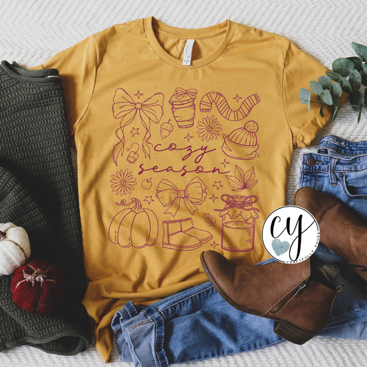Cozy Season Essential Doodles Tee | Fall Comfort Shirt