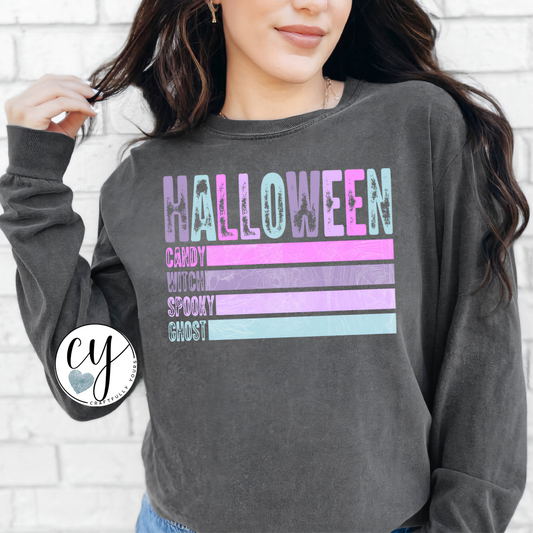 Colorful Halloween Words T-Shirt | Fun Halloween Tee | Spooky Season Shirt | Trick or Treat Tee | Millennial Mom