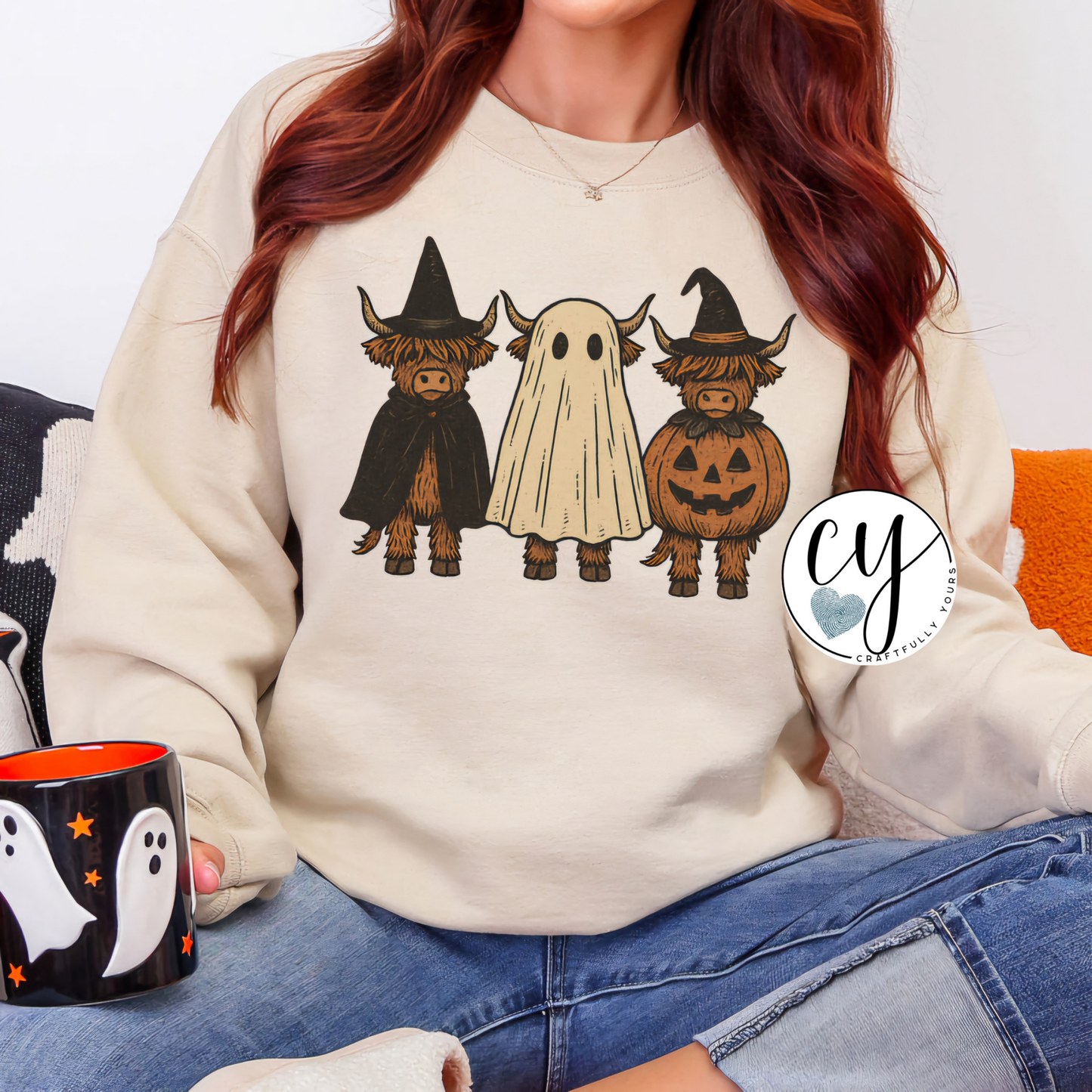 Vintage Halloween Costume Highland Cows T-Shirt | Highland Cow Tee | Farm Animal Fall Shirt | Scottish Cow Lover Gift