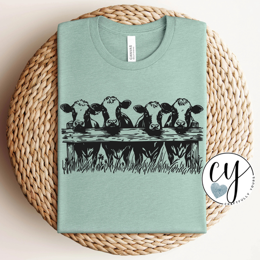 Cow Row Tee | Farm Animal Graphic Shirt
