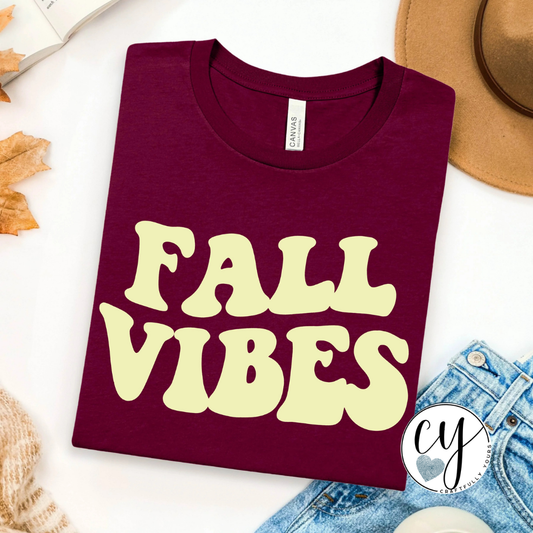 Fall Vibes Cream Ink Tee | Minimalist Autumn Shirt