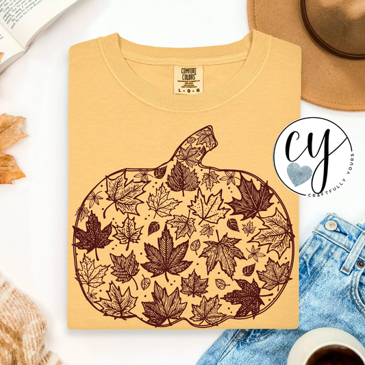 Fall Leaf Pumpkin Tee | Autumn Graphic Shirt
