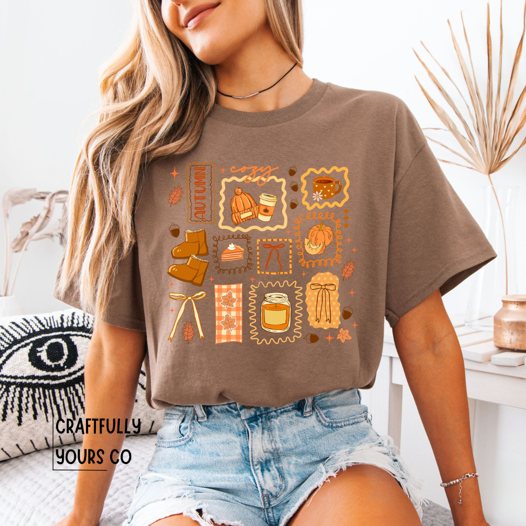 Cozy Autumn Stamps Tee