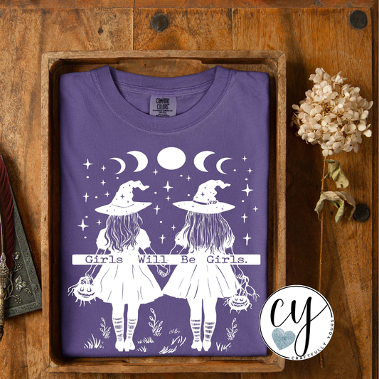 Girls Will Be Girls Halloween Friends Tee | Spooky Season Graphic Shirt