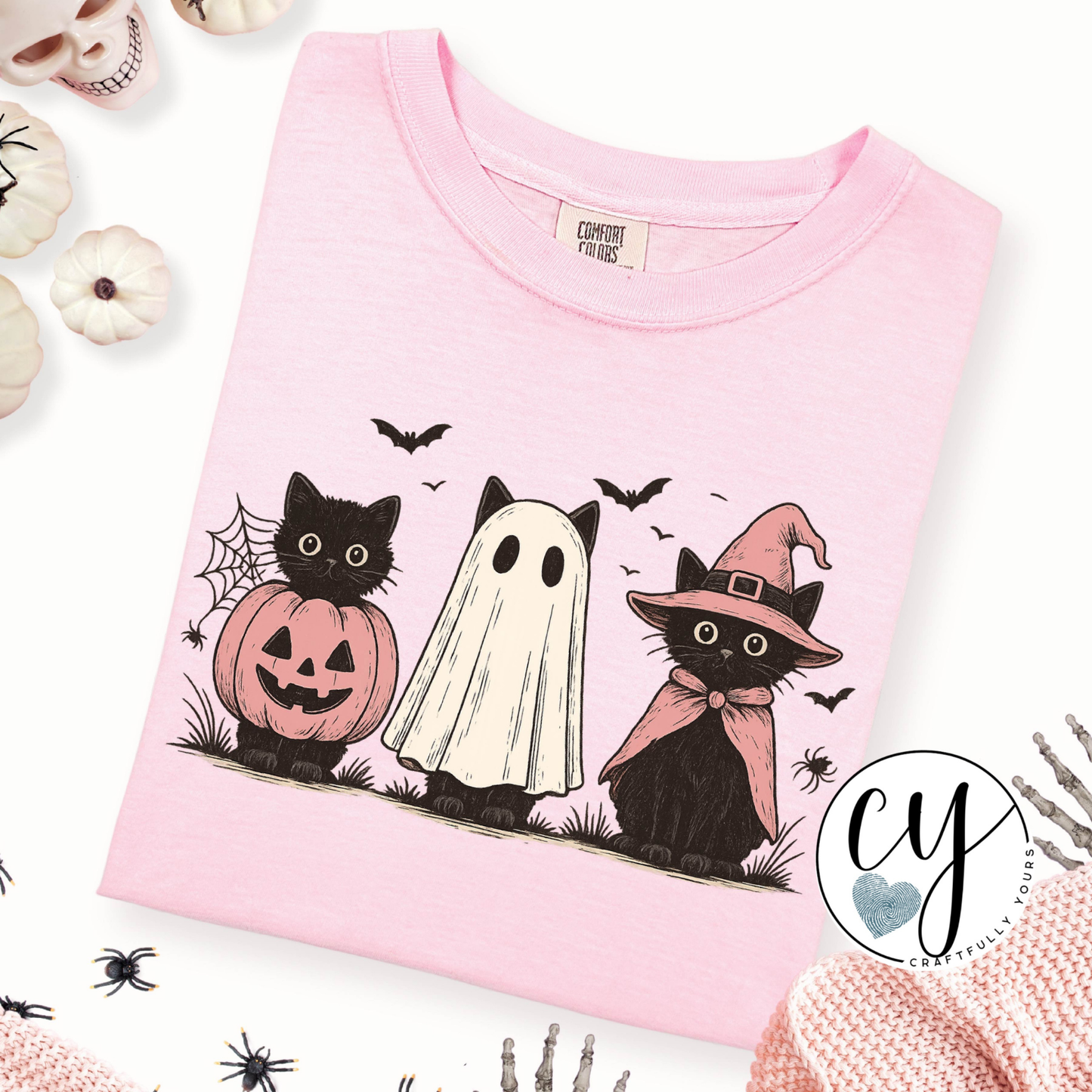 Vintage Halloween Costume Cat Trio T-Shirt | Halloween Cat Tee | Witchy Cat Lover Gift | Spooky Kitty Shirt | Retro