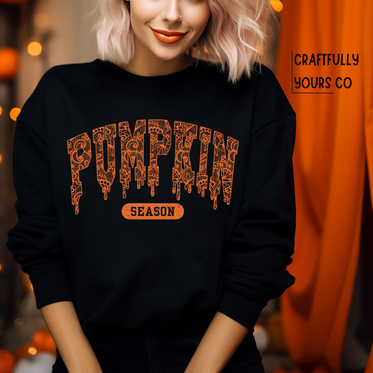 Lace Pumpkin Season Orange Sweatshirt