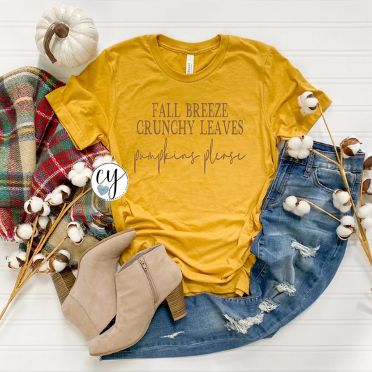 Fall Breeze Crunchy Leave Tee | Cozy Autumn Shirt