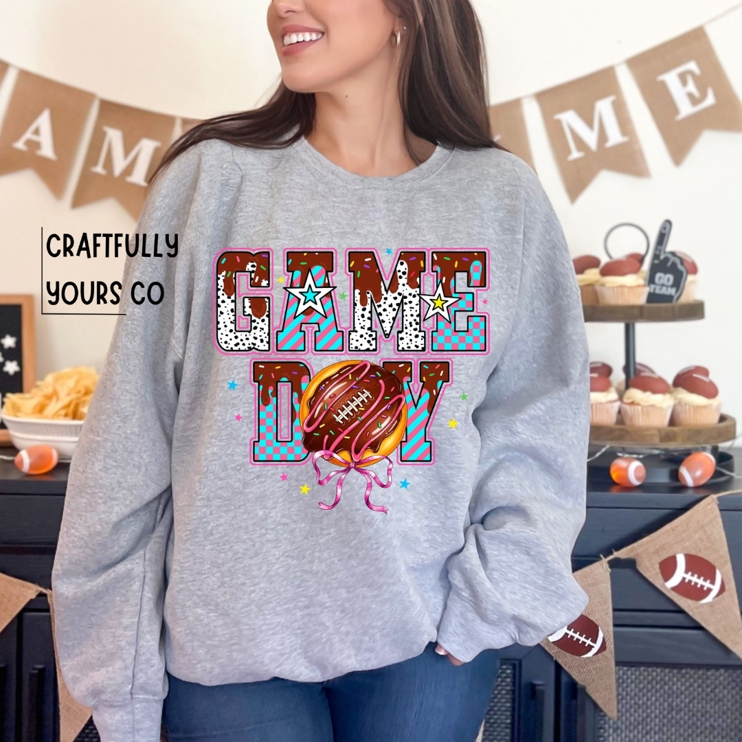 Bright Football Game Day Donut Sweatshirt