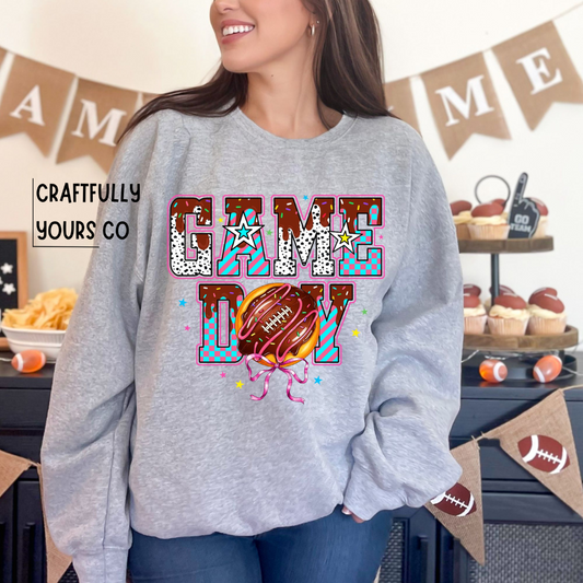 Bright Football Game Day Donut Sweatshirt
