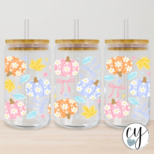 Bright Daisy Pumpkins Tumbler | Colorful Fall Floral Drinkware