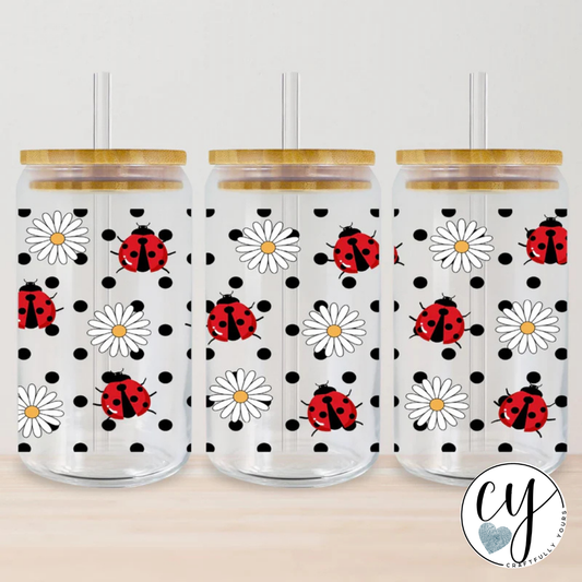 Lady Bug Spots and Daisies Tumbler | Nature Lover Drinkware