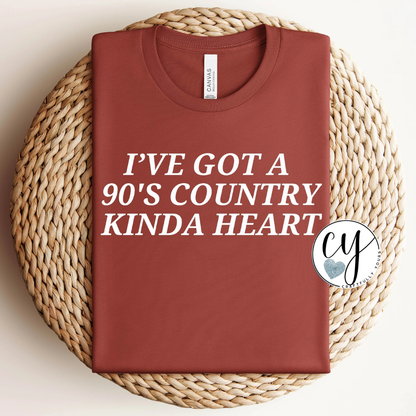 I've Got a 90's Country Kinda Heart Music Lover Tee