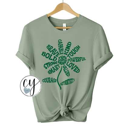 You Are Enough Flower Tee - Hunter Green Ink
