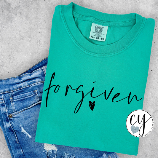 Forgiven Script Tee | Minimalist Christian Apparel